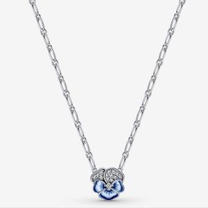 NEW Pandora Blue Pansy Flower Necklace